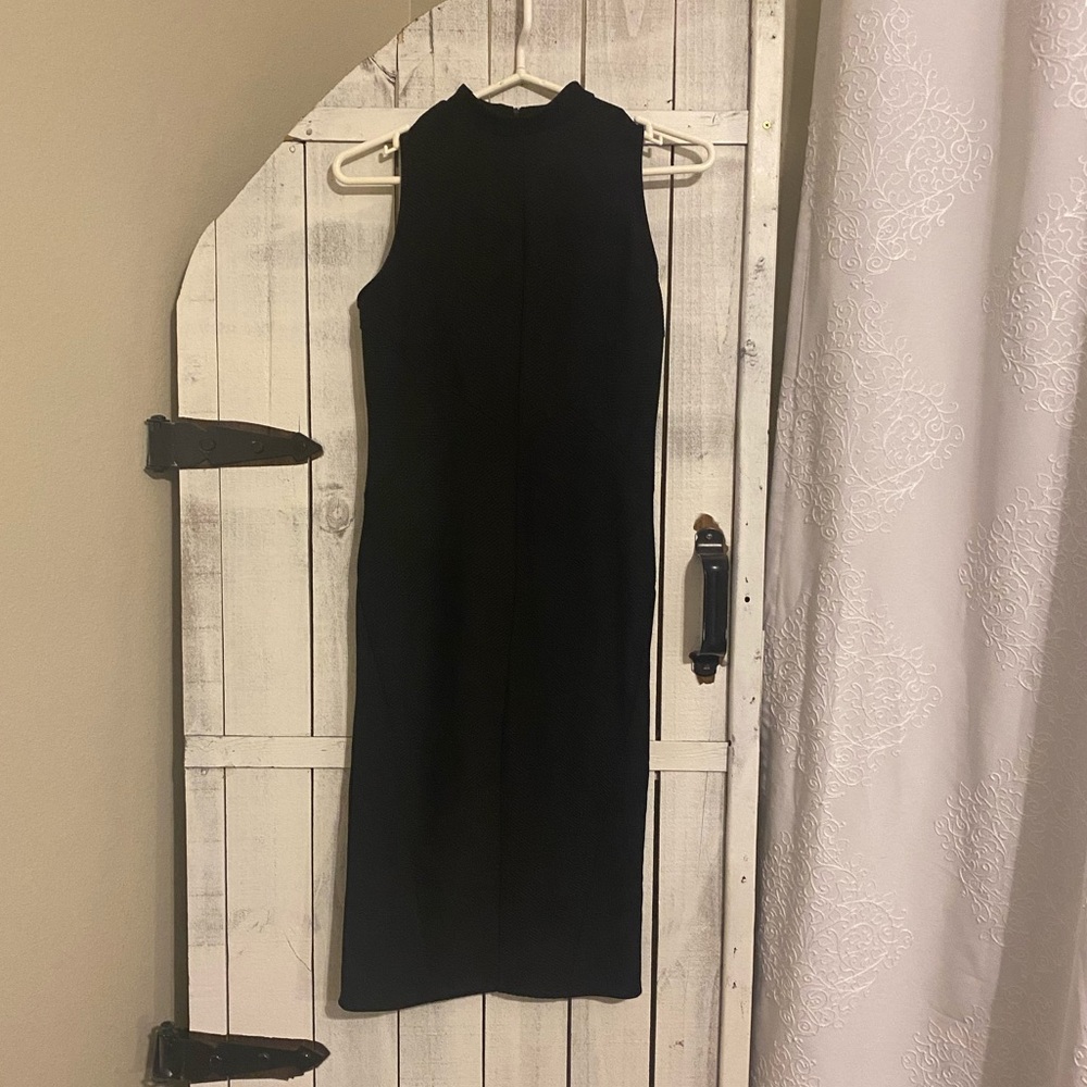 High neck black dress